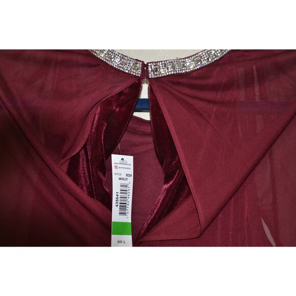 R&M richards rhinestone trim collar sheer sleeves capelet sheer cape NWT top - Picture 7 of 10